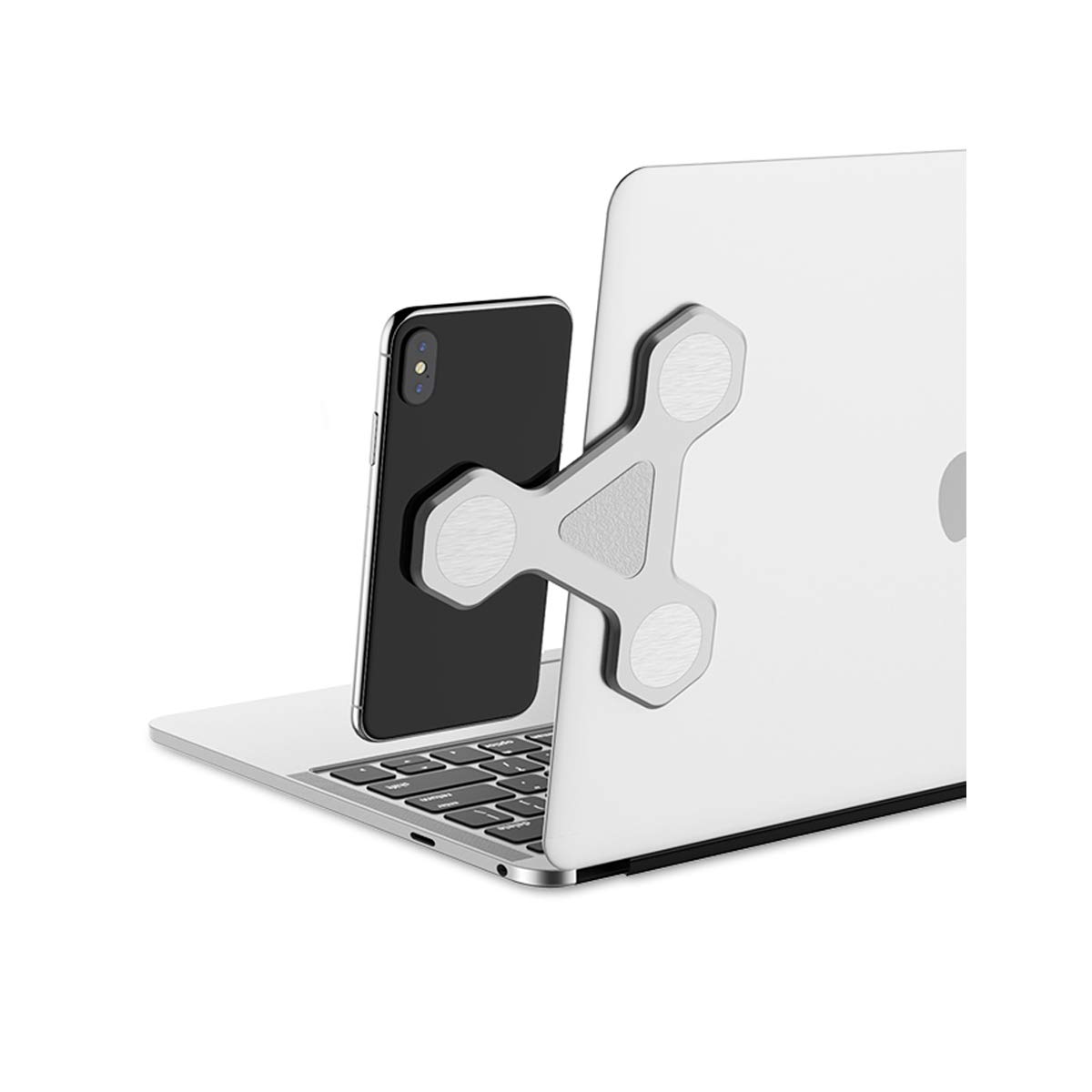 xcivi Monitor Side Mount Magnetic Bracket - Laptop Duo Screen Mount & Smartphone Holder (Silver)