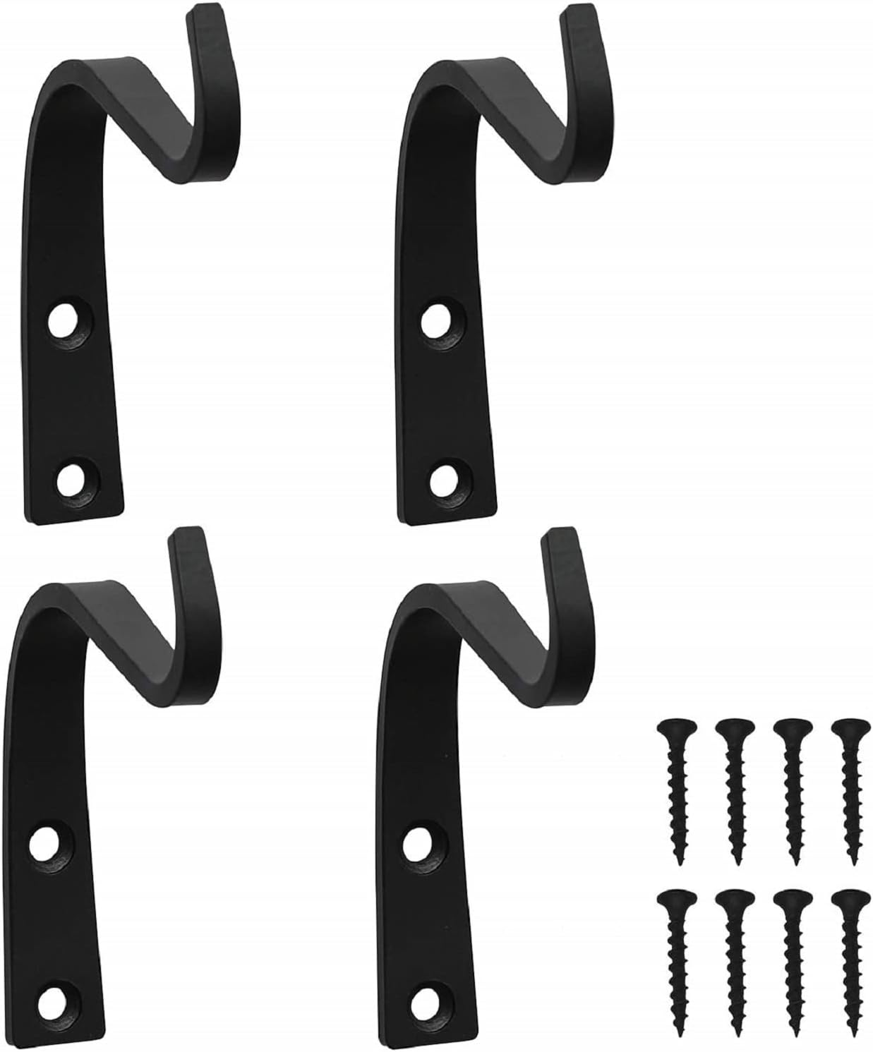 Outdoor Hanging Brackets - HERNGEE Cast Iron Plant Hooks for Hanging Baskets Indoor, Heavy Duty Plant Hangers Outdoor, Rustic Planter Hook Hanging Lanterns Bird Feeders, 4 Inch (4 Pack)