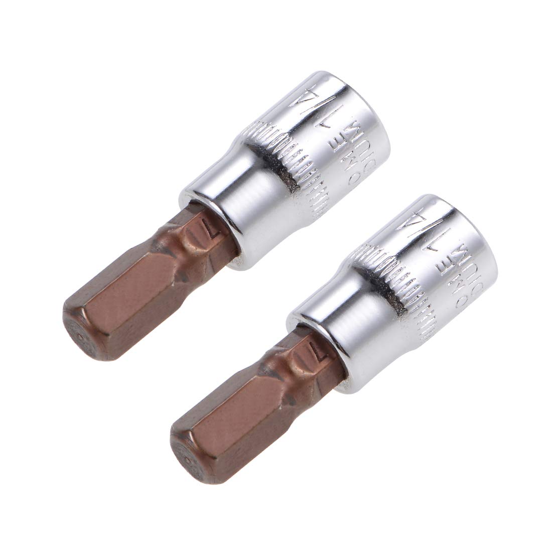 Sourcingmap 2pcs 1/4" Drive x H7 (7mm) Hex Bit Socket, S2 Steel Bits CR-V Sockets 1.5" Length Use with Ratchet Wrench, Slide Bar, Extension Rod — image 1