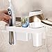 COAWG Adhesive Hair Dryer Holder, Wall Mounted No Drilling Plastic Bathroom Blow Drier Storage with Plug Hook, Hair Care Tools Organizer Basket with Cups for Curling Flat Straight Hot Iron
