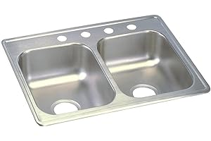 Elkay Dayton D225194 Equal Double Bowl Drop-in Sink, 25 x 19 x 6.5, Stainless Steel