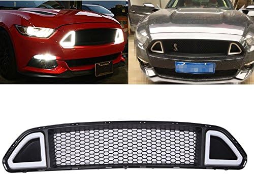 SXMA DRL LED Front Grille Hood Bumper Mesh Grill for Ford Mustang 2015-2017