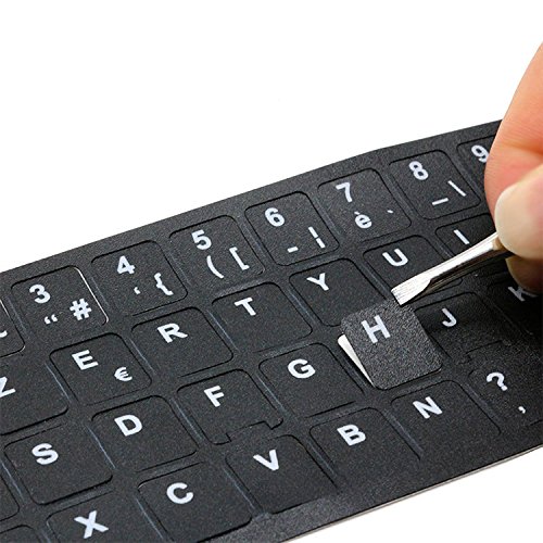 [2PCS Pack] HRH Italian Keyboard Stickers,PC Keyboard Stickers Black Background with White Lettering for Computer