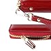 Tourark Women RFID Blocking Wallet Genuine Leather Zip Around Clutch Ladies Purse Wristlet (Wine Red Oil Wax Leather)