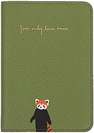 PINCHUANGHUI Travel Passport Holder Cartoon Business Card Holder Synthetic Leather Passport Case,Green Panda