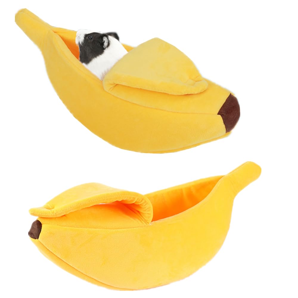 NatureMan Creative Banana Shape pet Bed, Warm and Soft Banana Bed for Hedgehog, hamster, Chinchilla, Guinea Pigs, Ferret (S)