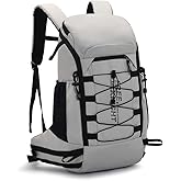 Bseash 40L Waterproof Hiking Camping Backpack with Rain Cover, Outdoor Sport Travel Daypack Rucksack for Skiing Cycling (Gray)