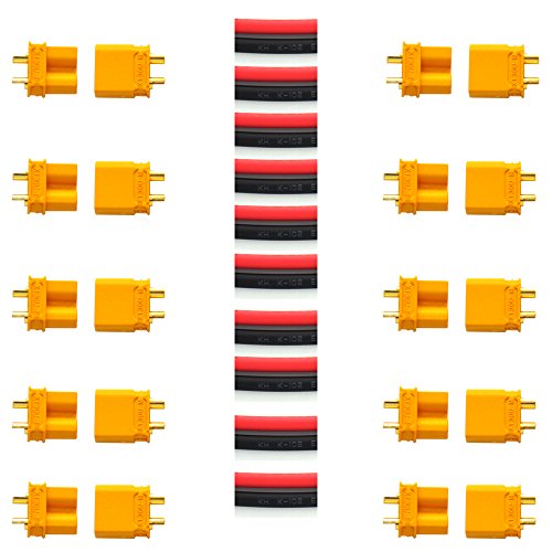 Padarsey 10 Pair Amass XT30U (XT30 Upgrade) Male Female Bullet Connectors Power Plugs with Heat Shrink for RC Lipo Battery