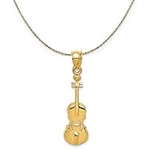 The Black Bow 14k Yellow Gold Polished Violin Necklace