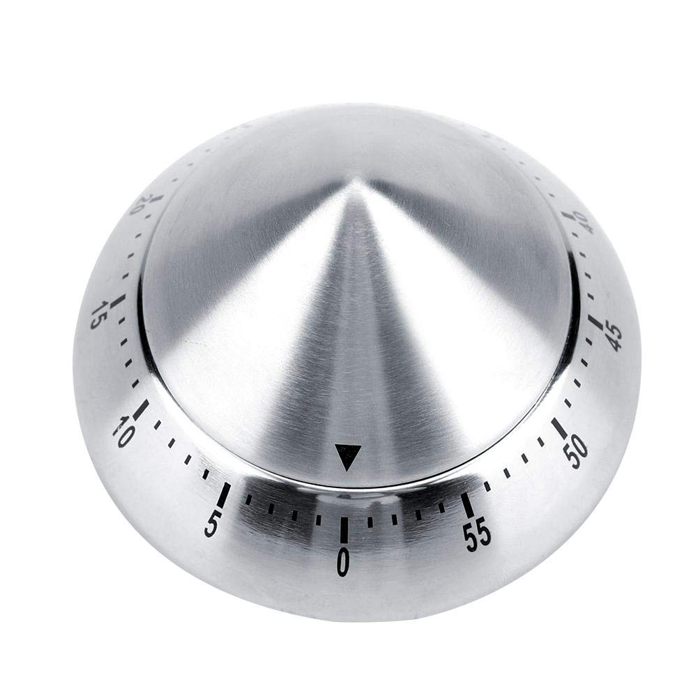 Cone Shaped Cooking Timer Stainless Steel 60 Minutes Count Down Mechanical Kitchen Reminder Tool(Silver、)