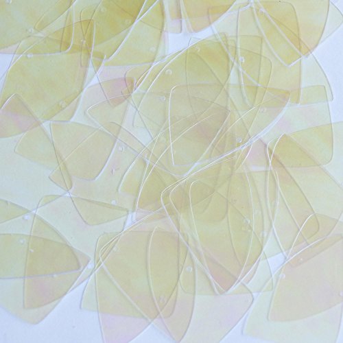 Sequin Fishscale Fin 1.5 inch Pale Yellow Crystal Pale Yellow Crystal Luminescent Couture Paillettes. Made in USA. Loose sequins for embroidery, bridal, crafts, and embellishment.