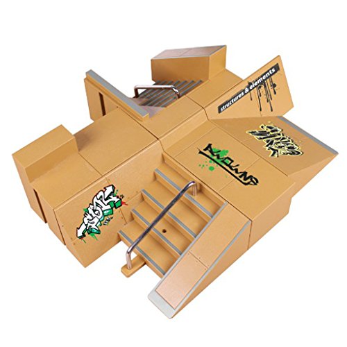 image for CAOREN 8pcs Skate Park Kit Ramp Parts for Fingerboard Mini Finger Skat