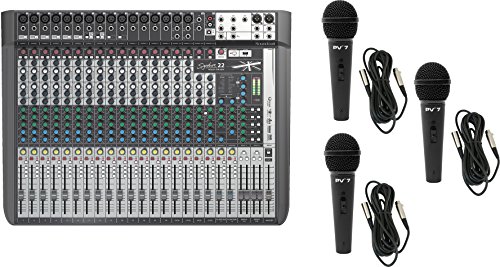 Soundcraft Signature 22MT MULTI TRACK High-performance 22-input Analog USB FX Mixer w/ 3 Mics and XLR Cables