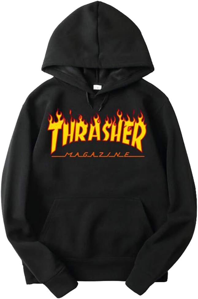 Jkaer Flame Thrasher Magezine Hoodie for Man Pullover Long Sleeve Sweatshirt Unisex (Black, M)