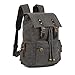 P.KU.VDSL Canvas Laptop Backpack, AUGUR Series Vintage Leather Rucksack, Military Satchel Backpack for Men Women Traveling Hiking