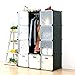 UNICOO - Multi Use DIY Plastic 12 Cube Organizer, Bookcase, Storage Cabinet, Wardrobe Closet Black with White Door (Deeper Cube -New)