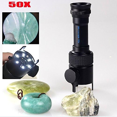 Briday 50X LED Illuminated Jade Magnifier Pocket Microscope Loupe Measuring Scale0.05mm