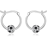JERWLI Soccer Earrings 925 Sterling Sliver Sports Hoop Earring Soccer Jewelry Gifts for Women