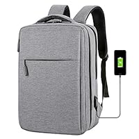 Business Laptop Backpack Anti-theft Laptop Bag Fits 14 15 15.6 Inches Notebook with USB Charging Port Business Travel Computer Bag Water Resistant School Bag College Bookbag for Women & Men, Gray