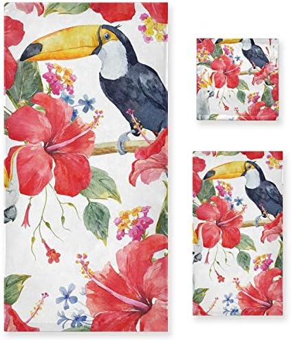 Amazon Fohoo タオル 柔らかい フェイスタオル おしゃれ 花柄 鳥柄 赤 ギフト用 通気 吸水 軽い かわいい 3枚セット 多用 お風呂 顔を洗う33 33cm 71 40cm 152 73cm フェイスタオル ホーム キッチン オンライン通販