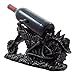 Graveyard Biker Skulls and Skeleton Motorcycle Wine Bottle Holder Sculpture for Medieval or Gothic Bar, Kitchen & Halloween Decor Statues and Fantasy Gifts