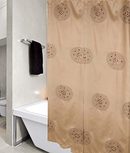 United Linens Sequin Embroidery shower curtain peony Collection (70x72, gold)