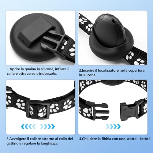 Cat GPS Collar, GPS Trackers for Dogs and Cats, GPS for Dogs Compatible with iOS and Android, No Subscription, Global Real Time Positioning, for Pets, IPX6 Waterproof