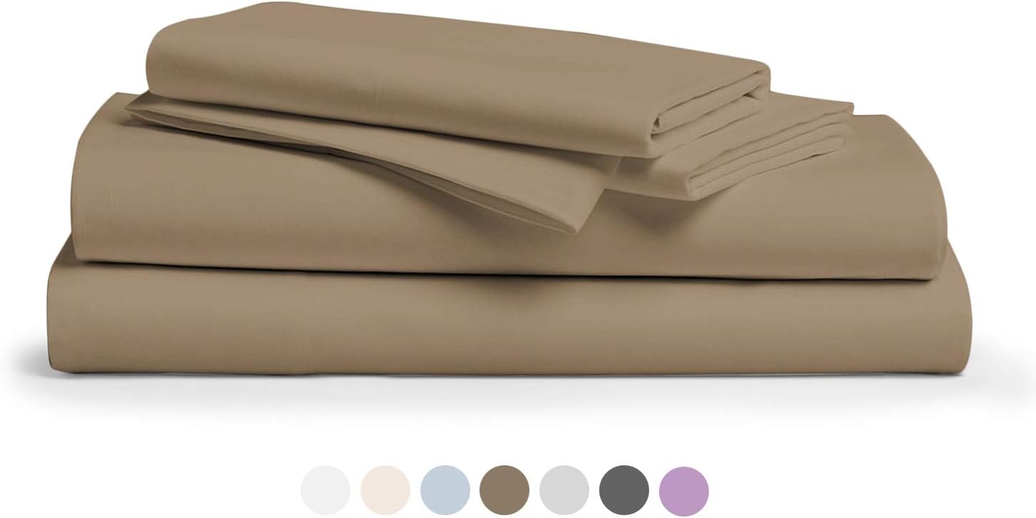 800 Thread Count 100% Pure Egyptian Cotton – Sateen Weave Premium Bed Sheets, 4- Piece Taupe Queen- Size Luxury Sheet Set, Fits mattresses Upto 18” deep Pocket