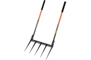 VEVOR Broad Fork Tool, 5 Tines Hand Tiller Broadfork, 20" Wide Broadfork Garden Tool, U-Shape Broad Fork with Fiberglass Hand