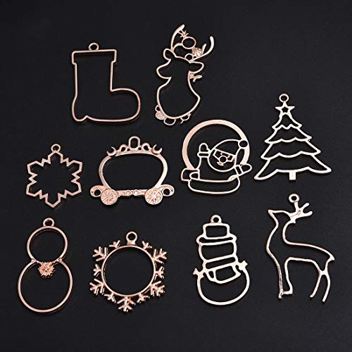 OBSEDE 40Pcs Hollow Mold Pendants Christmas Tree Snowflake Snowman Elk Frames Charms DIY Crafts Molds for Resin Jewelry Earring Necklace Making - Thumbnail 3