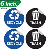 Pixelverse Design Recycle Sticker Trash Can Decal - 6" Large Recycling Vinyl - 4 Pack (Black & Blue)