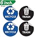 Pixelverse Design Recycle Sticker Trash Can Decal - 6" Large Recycling Vinyl - 4 Pack (Black & Blue)