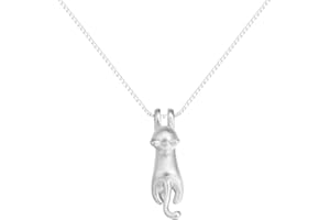 Qiandi 925 Sterling Silver Lovely Jumping Cat Animal Pendant Necklace Birthday Wedding Pet Lover Gift for Women Girls