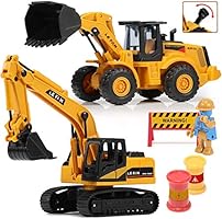 Toys Excavator Bulldozer Truck for Kids, Construction Tractor Toys, Engineer Caterpillar Construction Vehicle Sets of 2,...