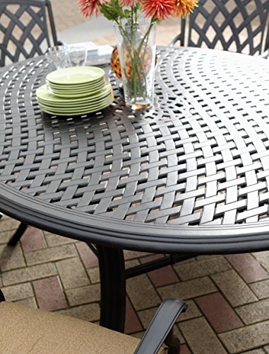 Darlee 201630-9PC-99LD Ocean View Cast Aluminum 9 Piece Round Dining Set and Cushions, 71", Antique Bronze - Thumbnail 2