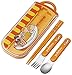 Skater Sanrio Gudetama Egg Lunch Box Utensil Set - Includes Reusable Fork, Spoon, Chopsticks and Carrying Case - Authentic Japanese Design - Durable, Dishwasher Safe