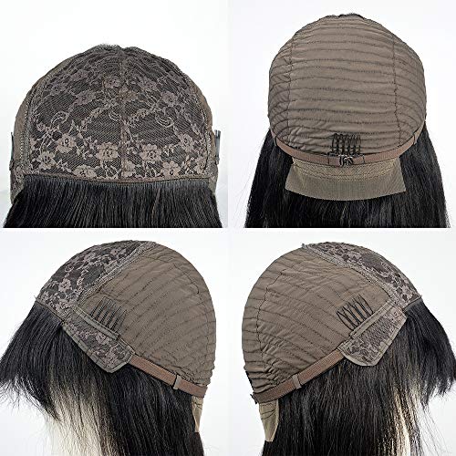 Huageer-Brazilian-Virgin-Straight-Human-Hair-Wigs-with-Bangs-for-Black-Women-None-Lace-Front-Wigs-22Inch-Short-130-Density-Natural-Black-Color