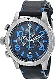 Nixon Men's '48-20 Chrono Leather' Quartz Stainless Steel and Blue Leather Casual Watch (Model: A3632219-00)
