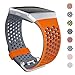 SKYLET Bands Compatible with Fitbit Ionic, Soft Silicone Breathable Replacement Wristband Compatible with Fitbit Ionic Smart Watch with Buckle [Orange-Gray, Large]
