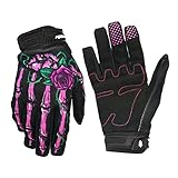 OutMall Cycling Gloves, Skeleton Full-Finger Touchscreen Bike Gloves for Men/Women Bicycle Riding, Motorcycle Racing, Airsoft Paintball, Lifting Fitness, Hunting, Climbing Outdoor Sports (Pink, M)