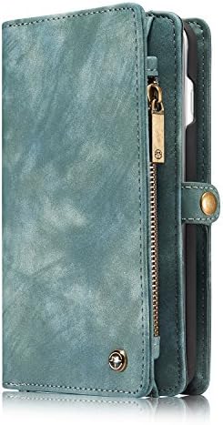 ZARO Wallet Case for iphone 7 with Card Holder Phone Purse, Detachable Magnetic Portable Folio Flip Cover PU Leather Pouch Zipper Bag Protective Shell for Girls Women Men - Blue