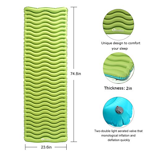 Exqline Sleeping Pad, Ultralight Inflatable Sleeping Pad Ultra-Compact Sleeping Mat for Backpacking Camping Hiking Traveling