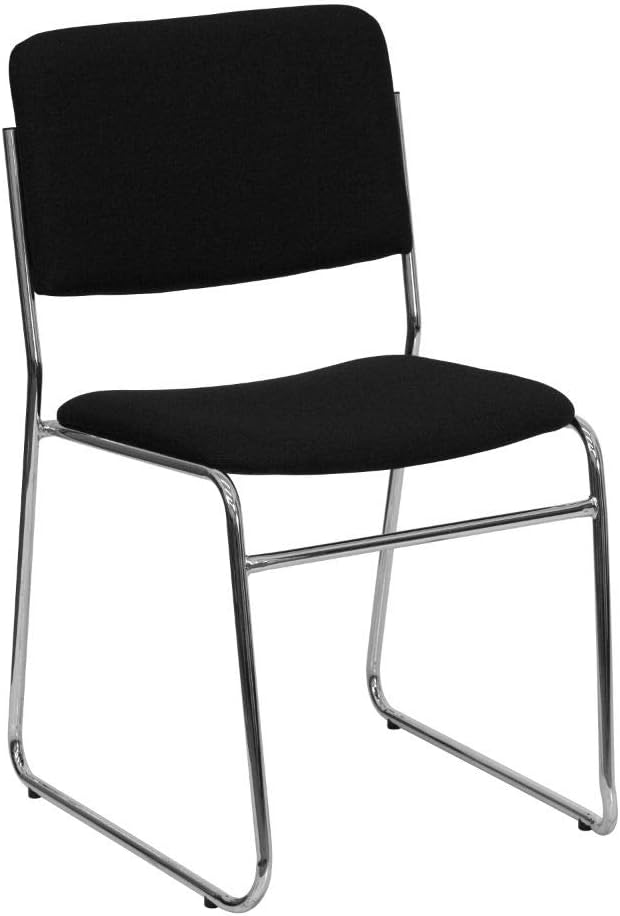 Flash Furniture HERCULES Series 500 lb. Capacity Black Fabric High Density Stacking Chair with Chrome Sled Base: Furniture & Decor