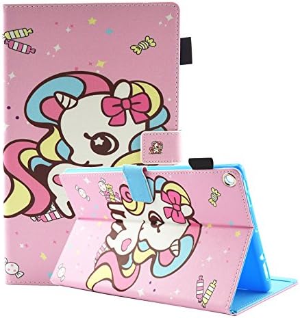 Anvas Case For Amazon Fire HD 10 7th Gen 2017 Release,Premium PU Leather Slim Fit Flip Standing Cover with Auto Wake/Sleep for Fire HD 10 Tablet 10.1" 2017 Model,Candy Unicorn