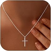 HAXIYA Cross Necklace for Women 14K Gold Plated/Sterling Silver Cross Necklace Dainty Tiny Layered Choker Cross Pendant Necklaces Faith Jewelry First Communion Gifts for Her 