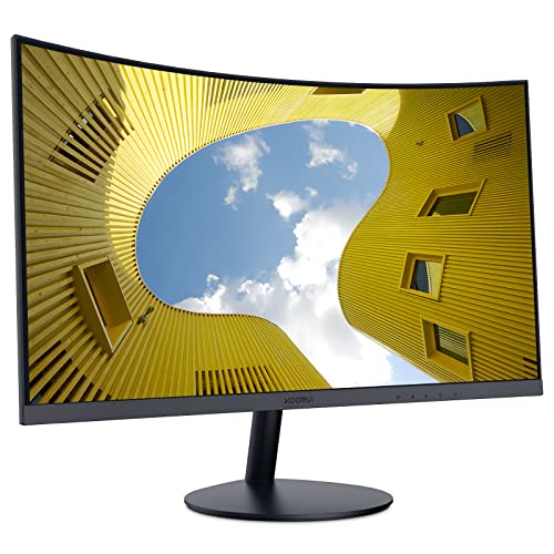 KOORUI 27 Inch Curved Monitor, Full HD 1080P 75Hz Computer Monitor, 1500R HDMI VGA, Tilt Adjustment, Eye Care, Black