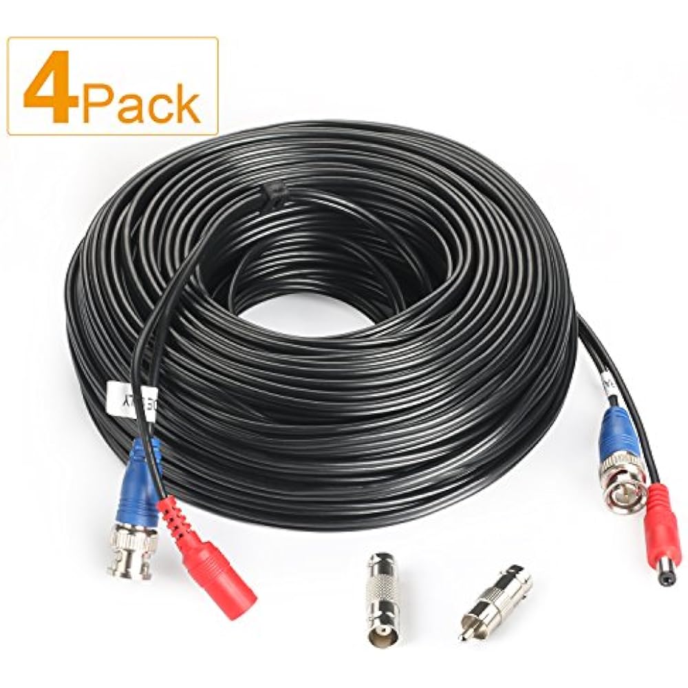 4Pack 100Feet BNC Vedio Power Cable PreMade AlinOne Camera Video Wire Cord To 614631792670 eBay