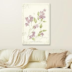 Canvas Wall Art - Vintage Style Small Purple Flowers - Giclee Print Gallery Wrap Modern Home Art Ready to Hang - 12x18 inches
