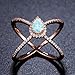 OPALBEST 18K Rose Gold Plated Opal Ring X Criss Cross Rings Birthstone Band for Women (7)