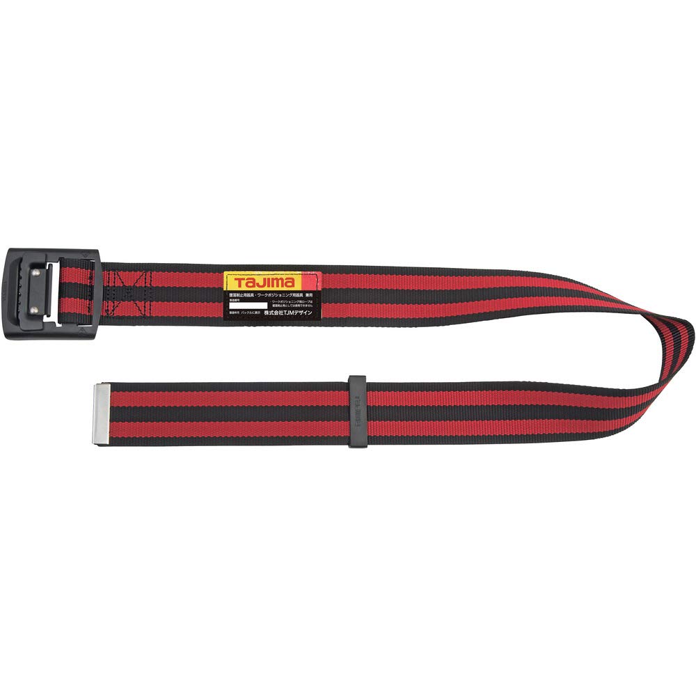 タジマ 新規格安全帯 胴ベルトSサイズ ボーダー赤 BAS110-BRE 長さ110cm 革手袋でも操作が簡単な軽量アルミフィンガーバックル 腰の強い特厚ナイロンベルト 女性・細身体型にもフィットするSサイズ商品画像